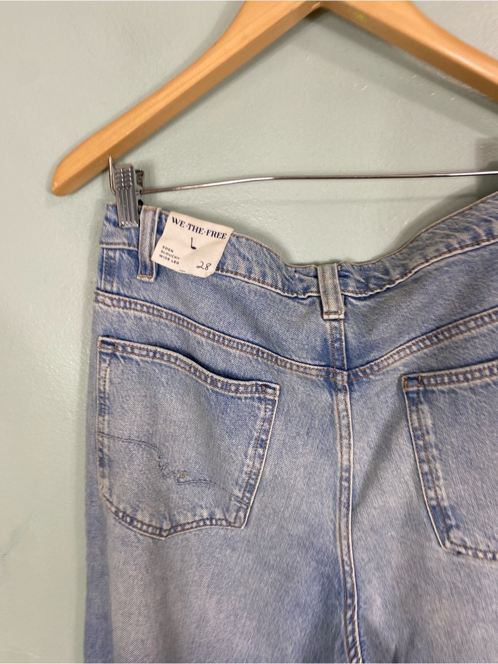 Free People Eden Slouchy Flare Jeans Denim Blue Fast Forward Baggy Sz‎ 28 - Picture 7 of 7